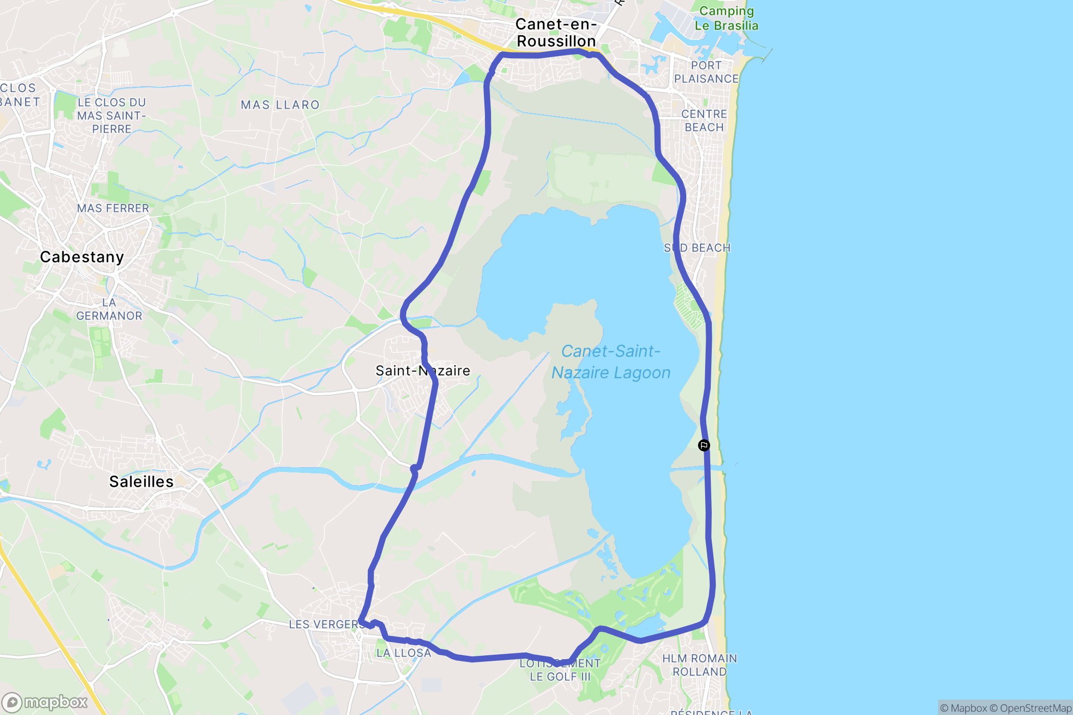 Canet-en-Roussillon : carte du parcours de randonnée - France