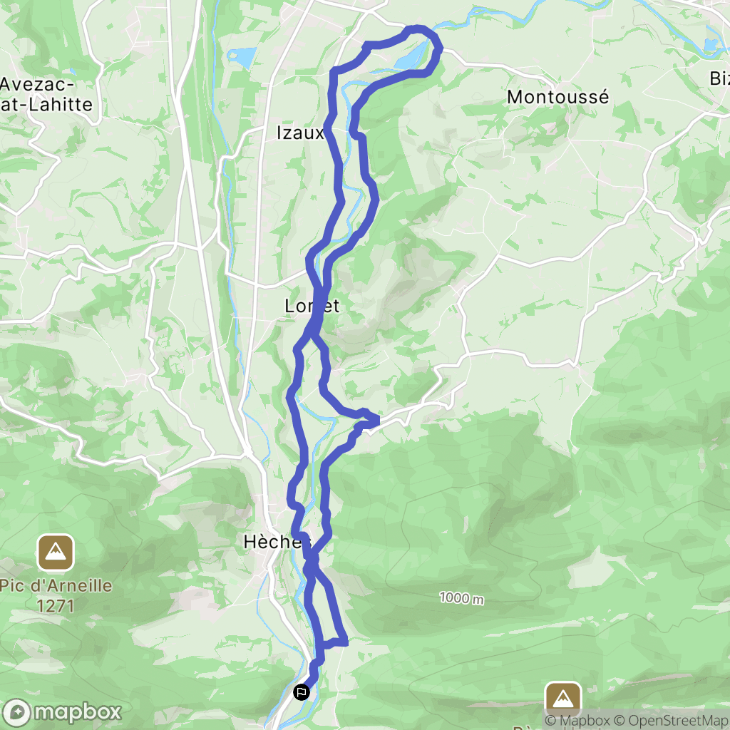 Hèches : carte du parcours de randonnée - France