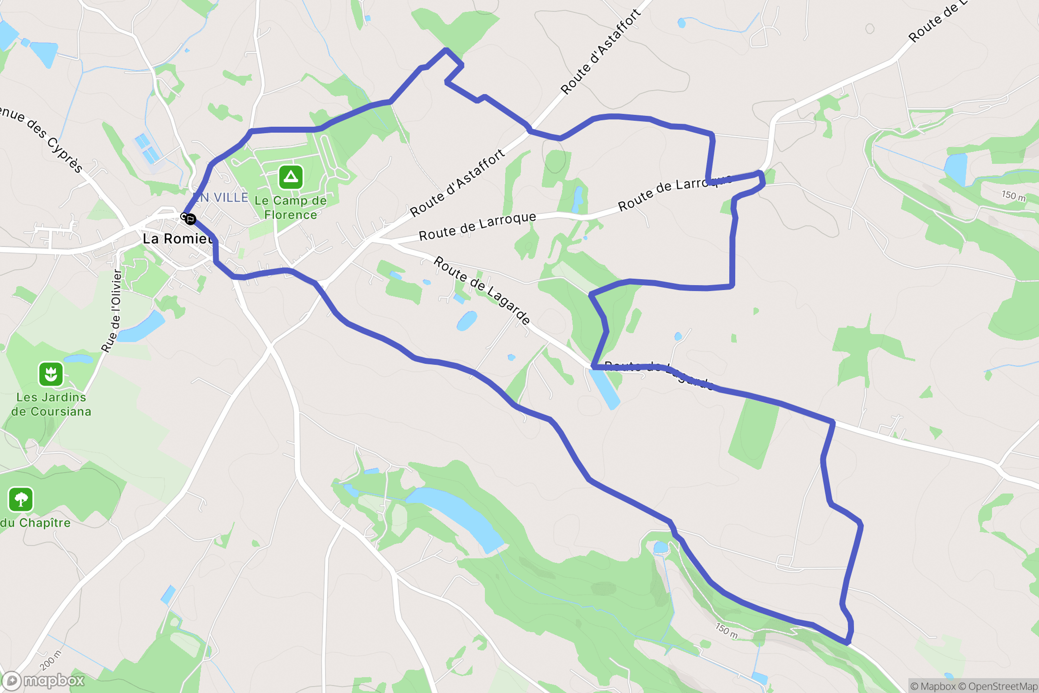La Romieu : carte du parcours de randonnée - France