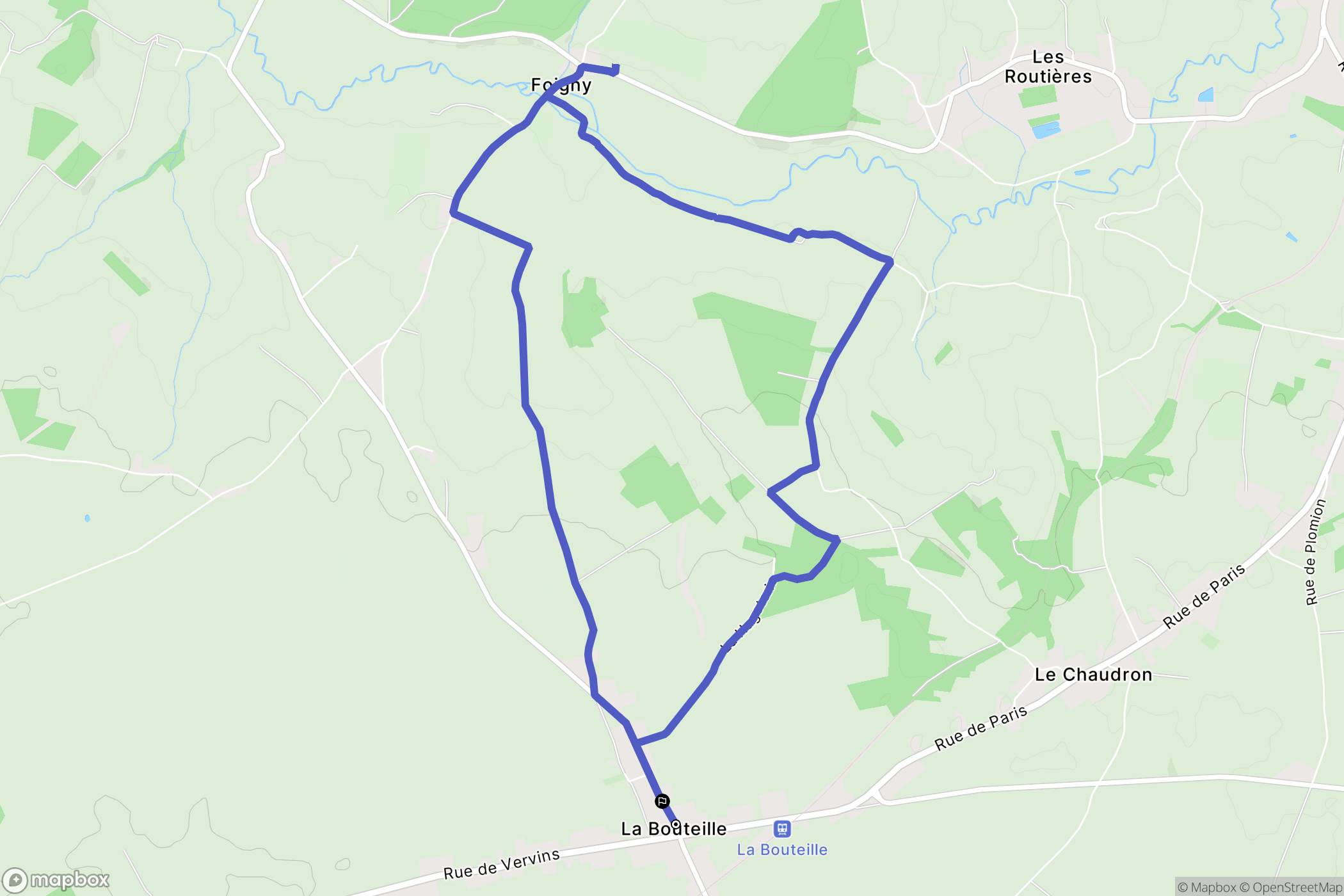 La Bouteille : carte du parcours de randonnée - France