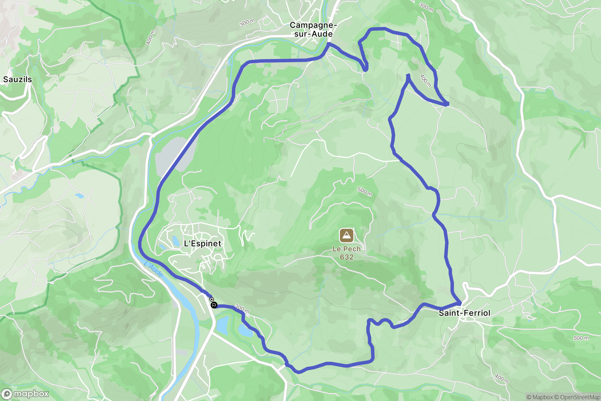 Quillan : carte du parcours de randonnée - France