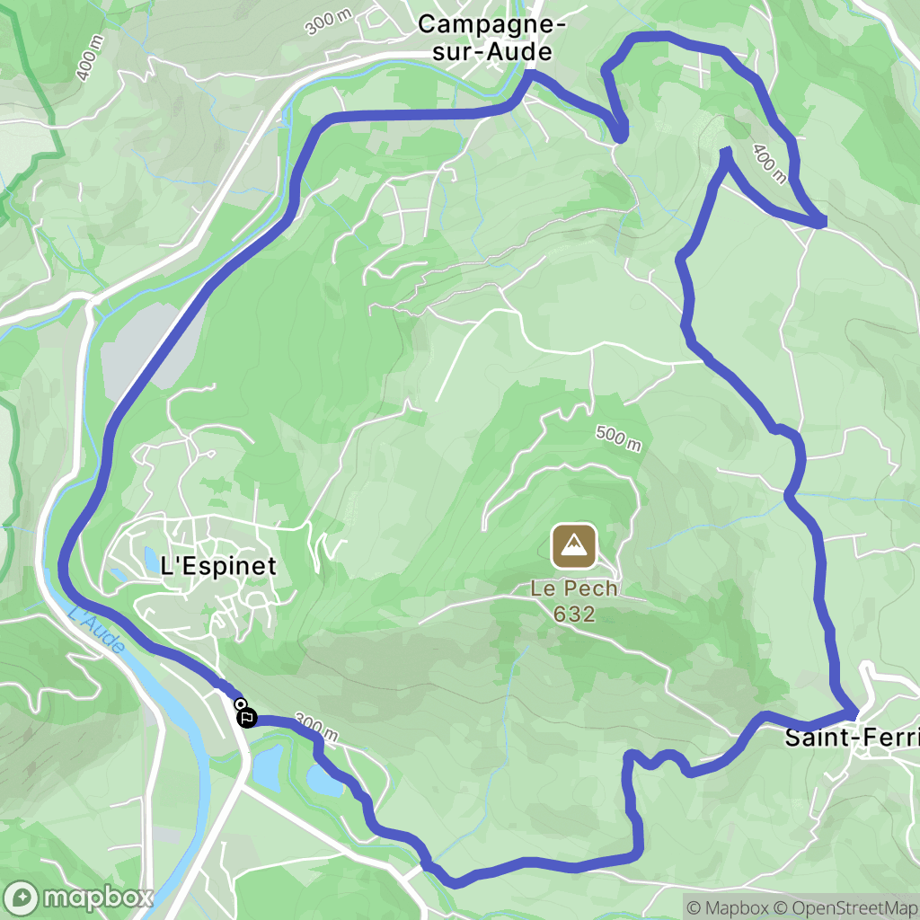 Quillan : carte du parcours de randonnée - France
