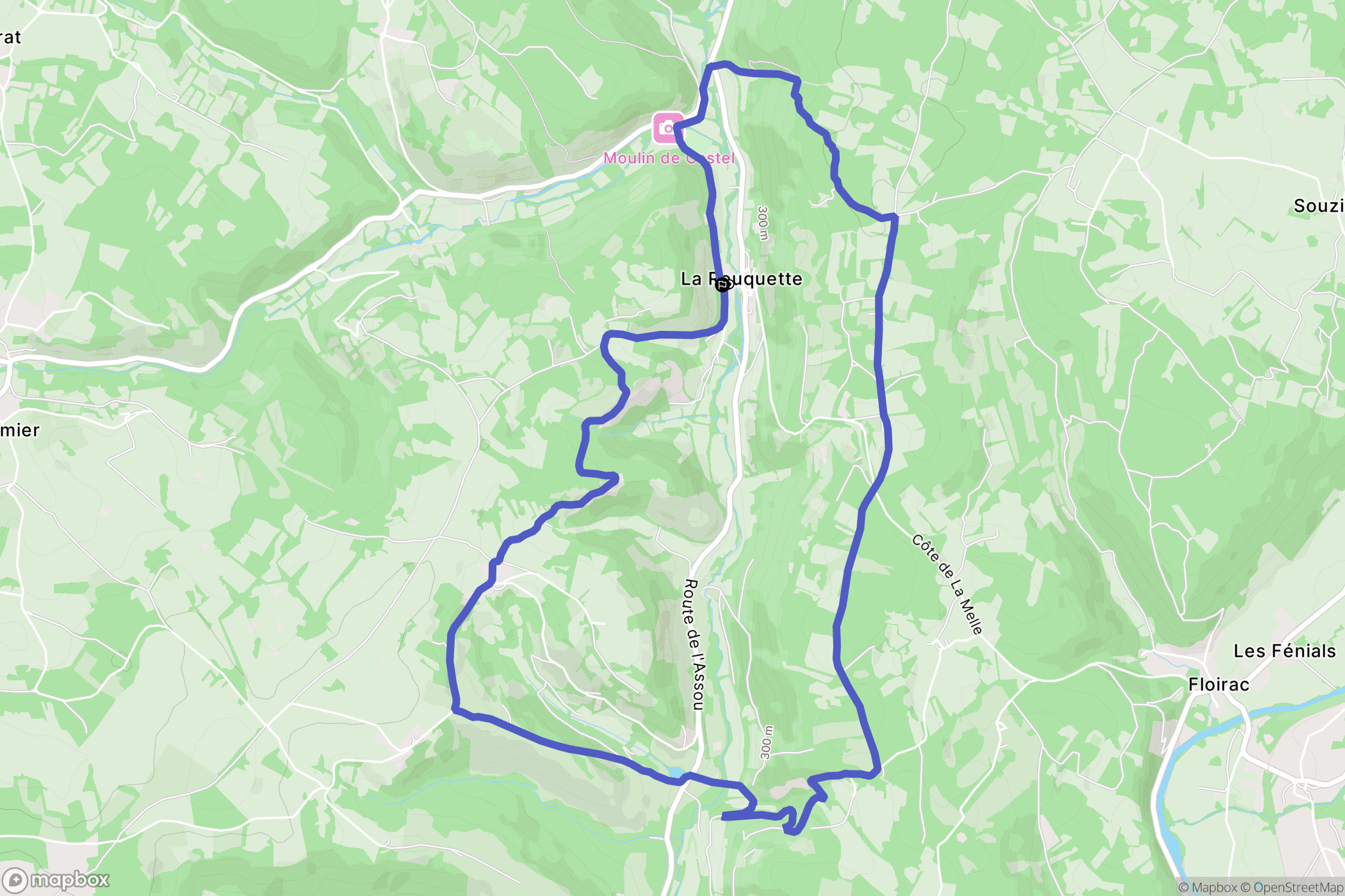 La Rouquette : carte du parcours de randonnée - France