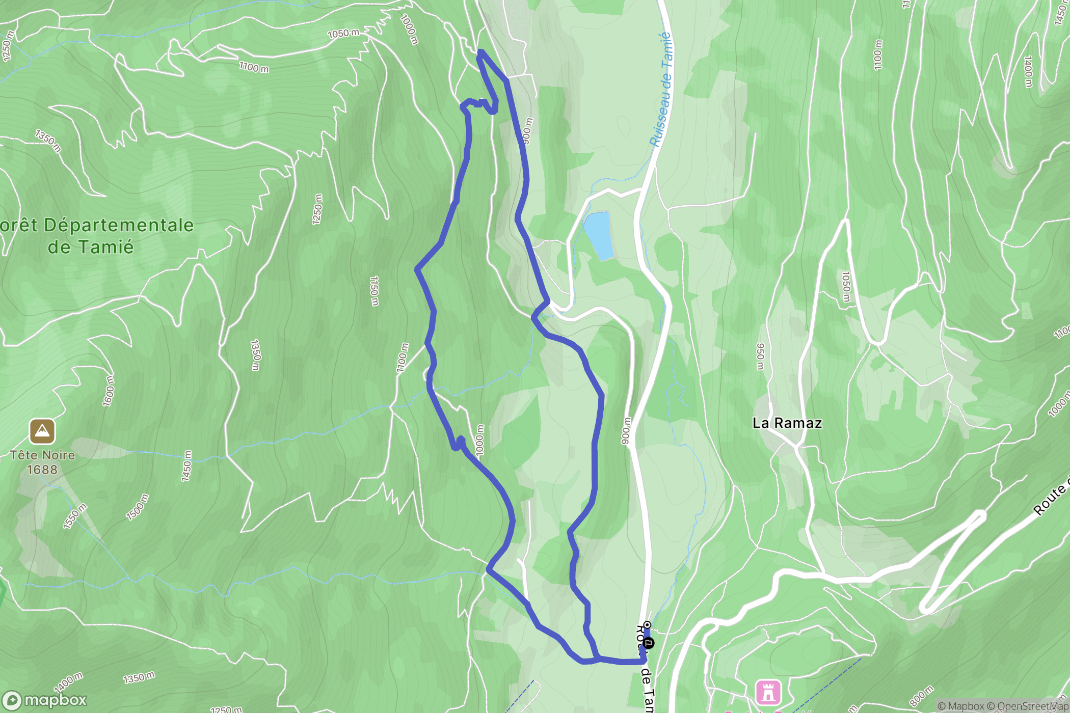 Plancherine : carte du parcours de randonnée - France