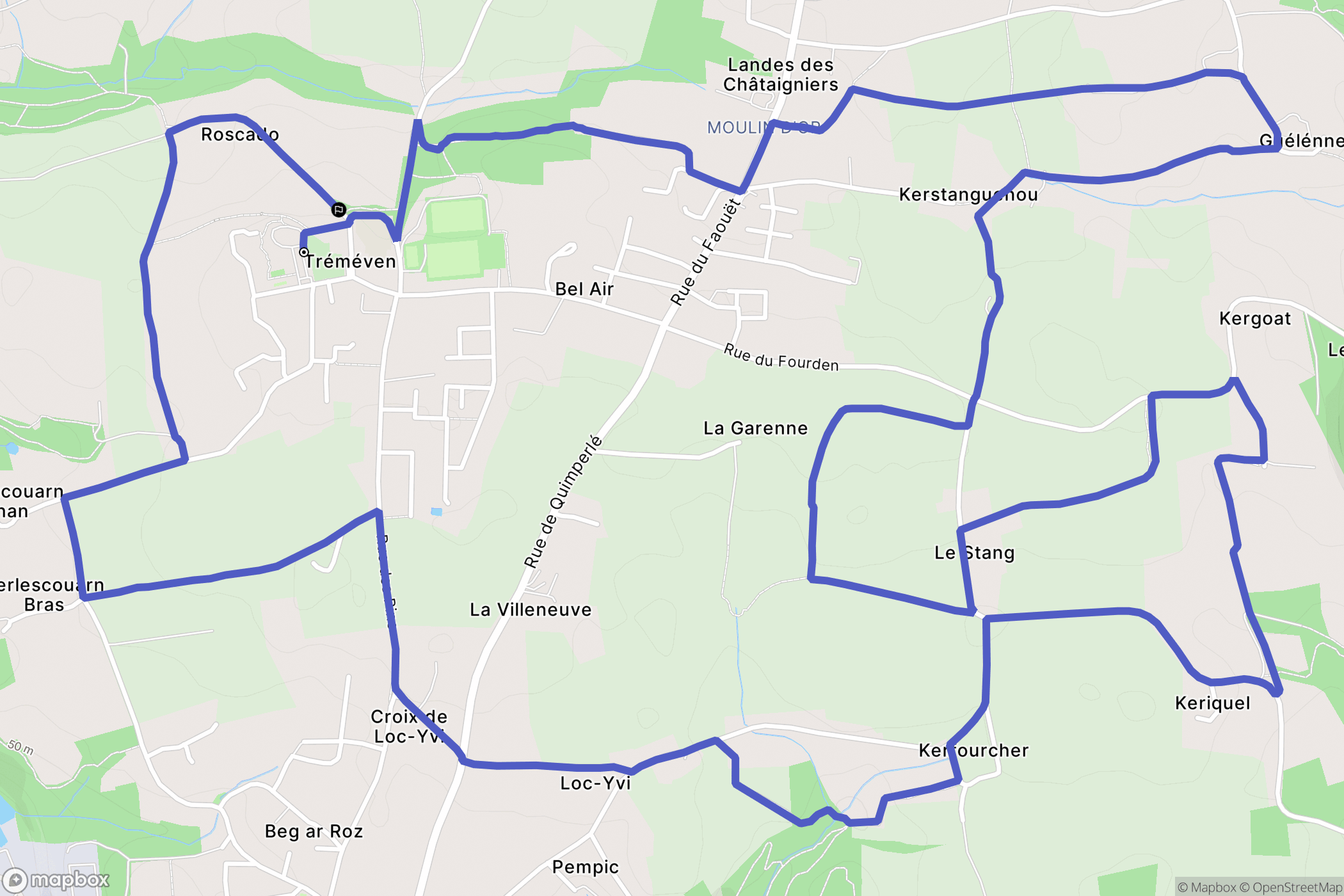 Tréméven : carte du parcours de randonnée - France
