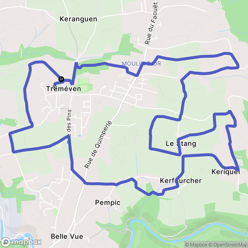 Tréméven : carte du parcours de randonnée - France