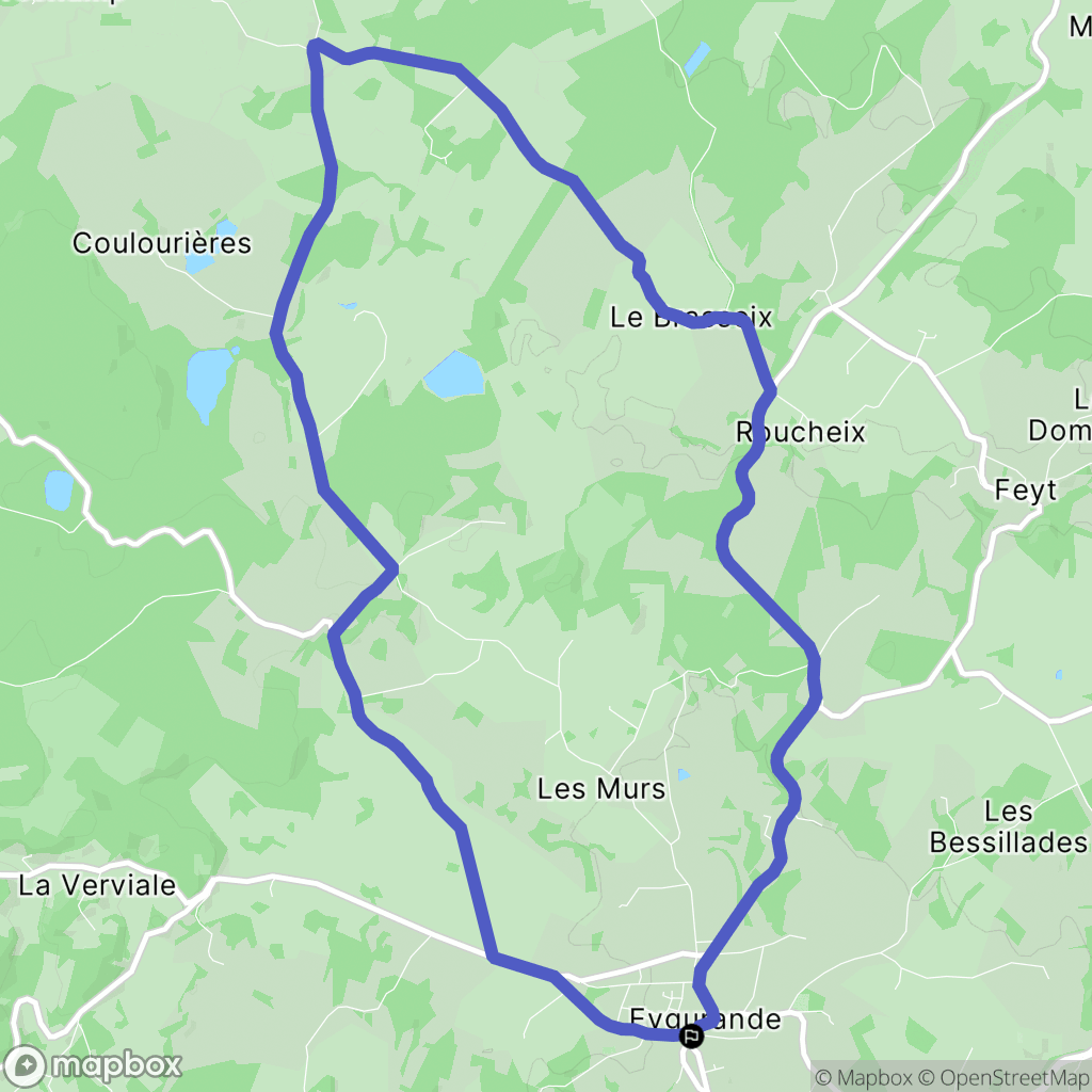 Eygurande : carte du parcours de randonnée - France