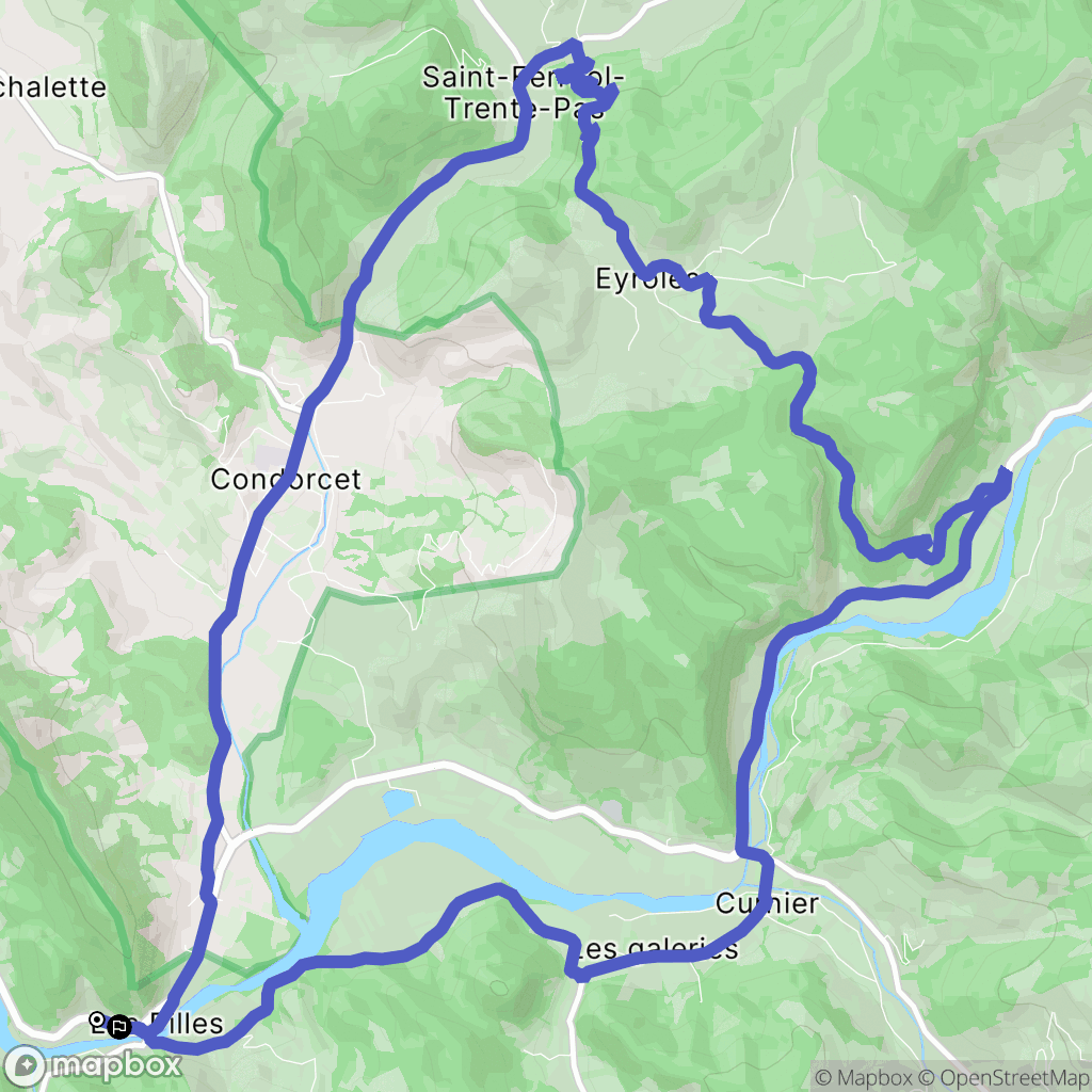 Les Pilles : carte du parcours de randonnée - France