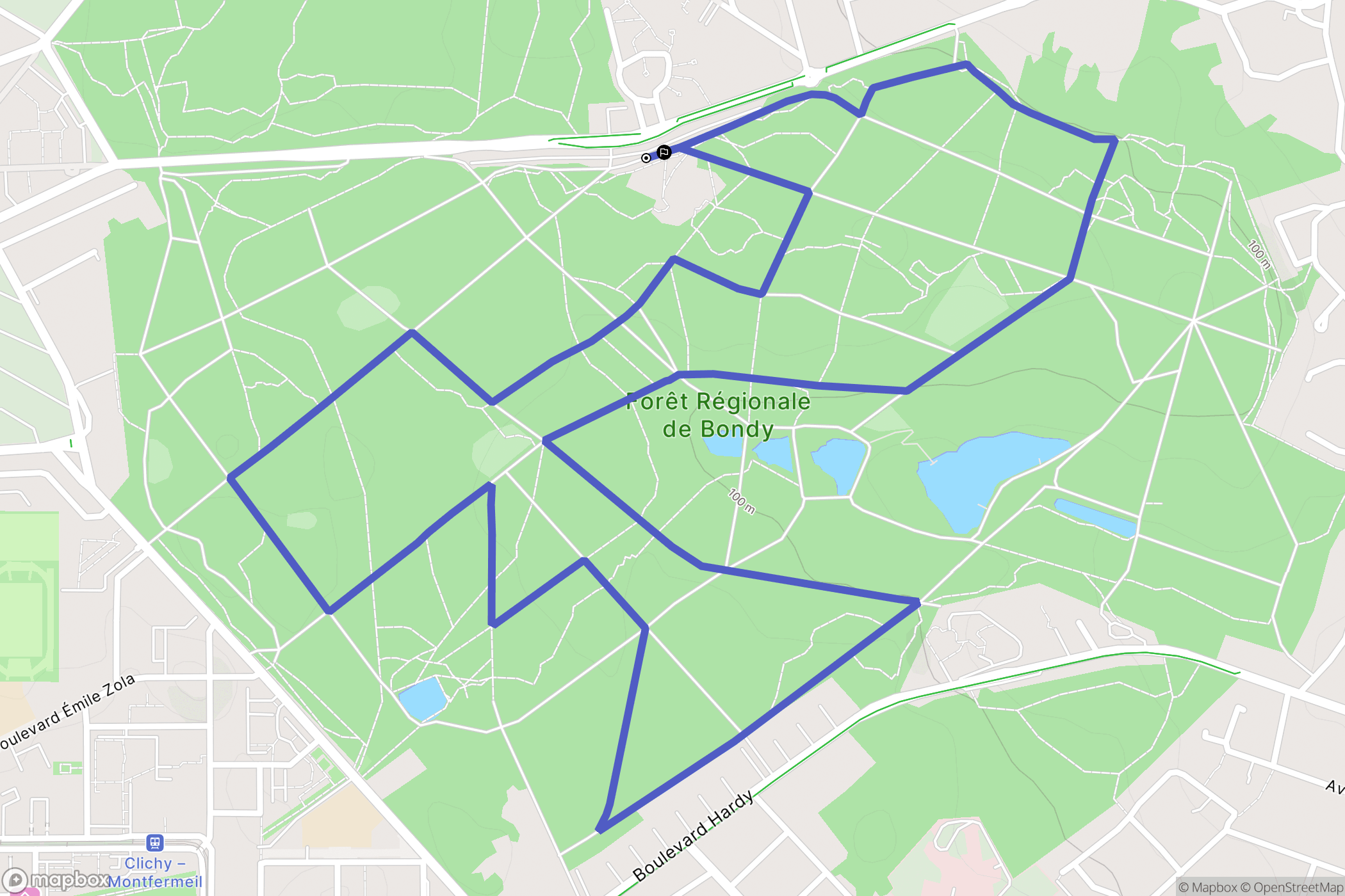 Clichy-sous-Bois : carte du parcours de randonnée - France