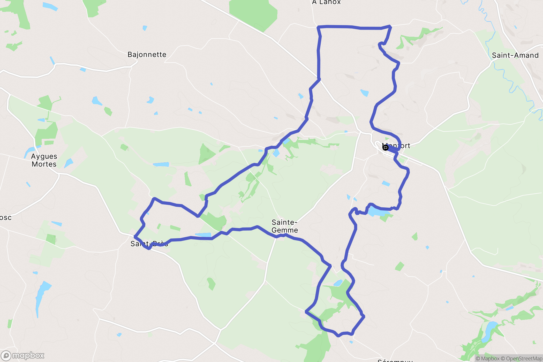 Monfort : carte du parcours de randonnée - France