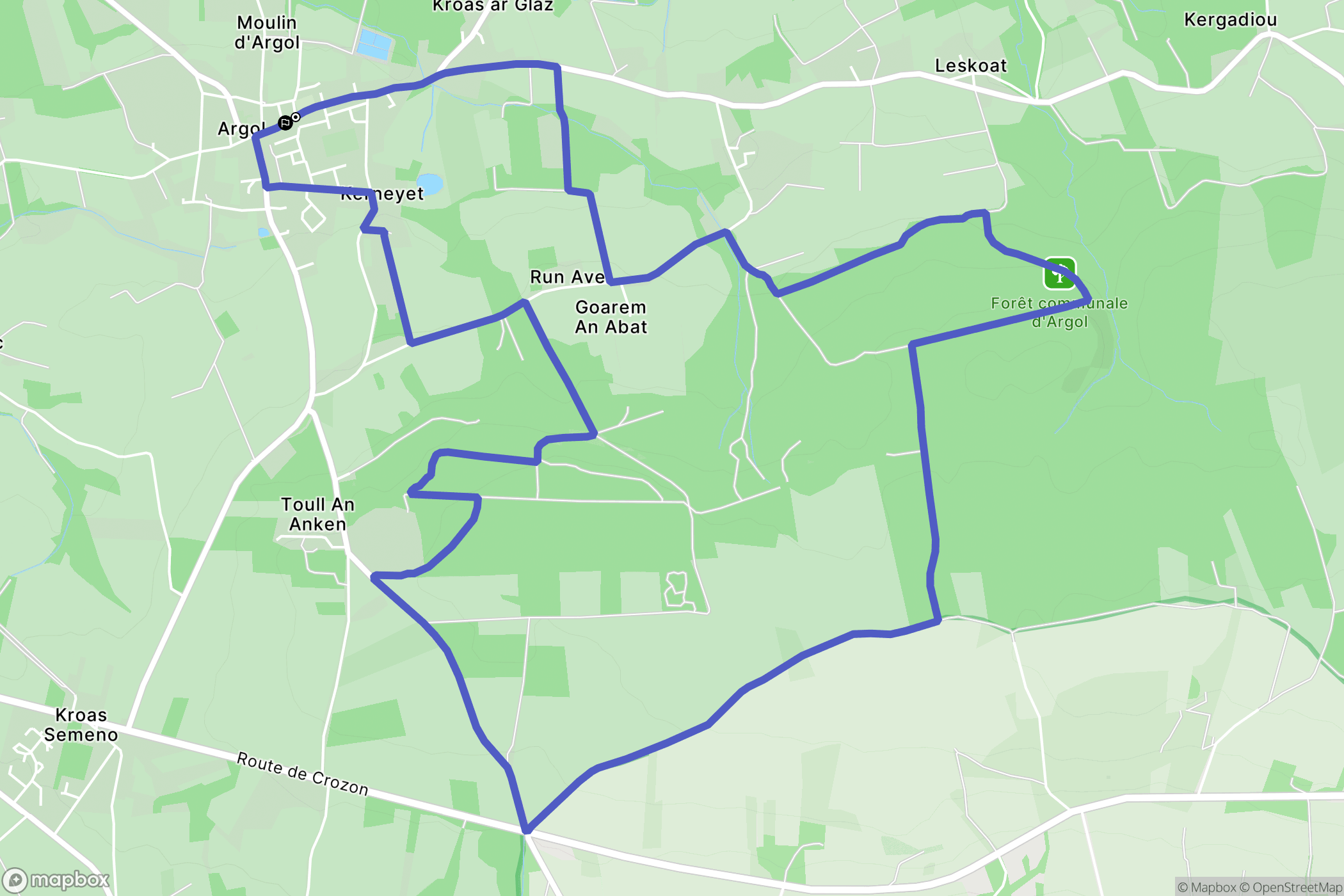 Argol : carte du parcours de randonnée - France