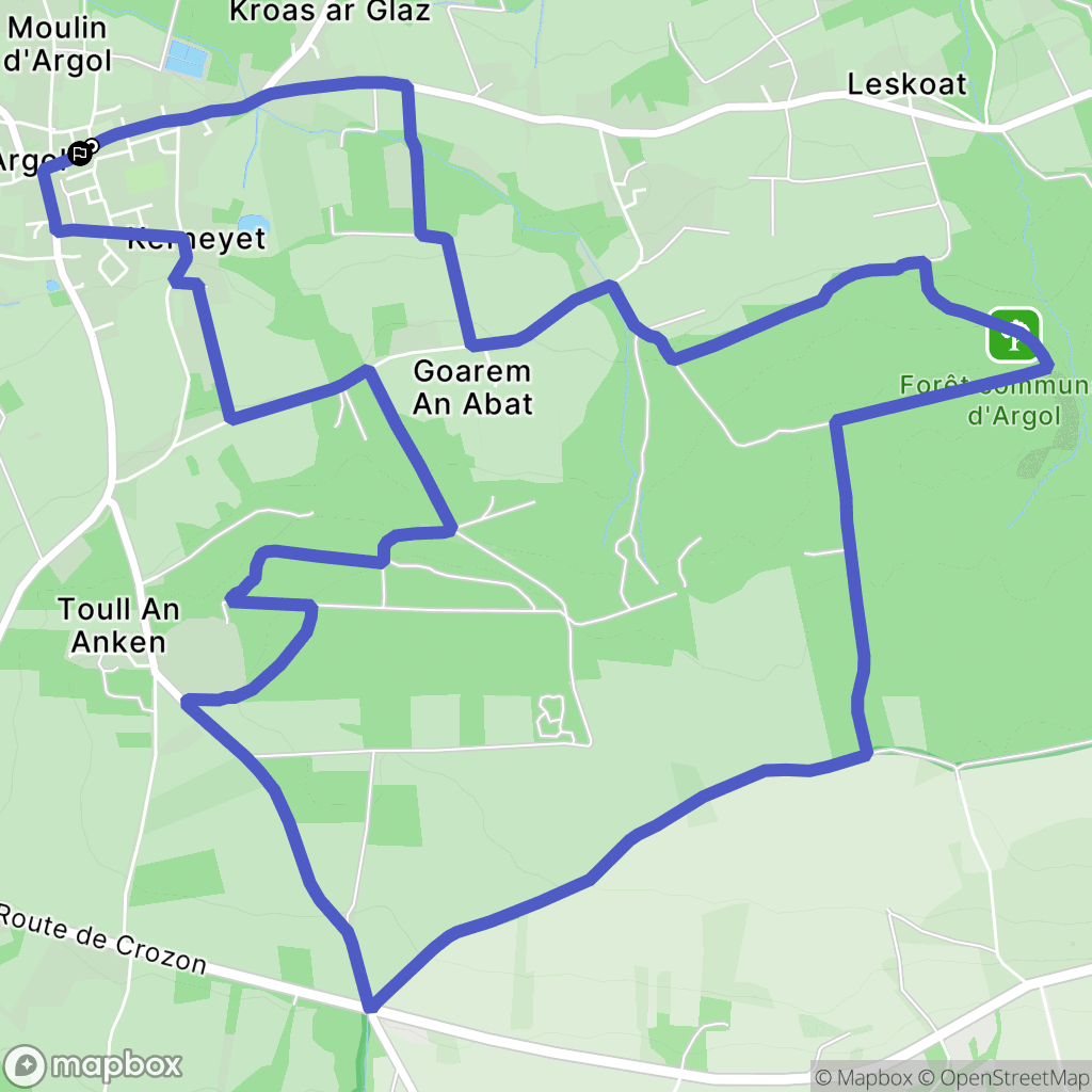 Argol : carte du parcours de randonnée - France