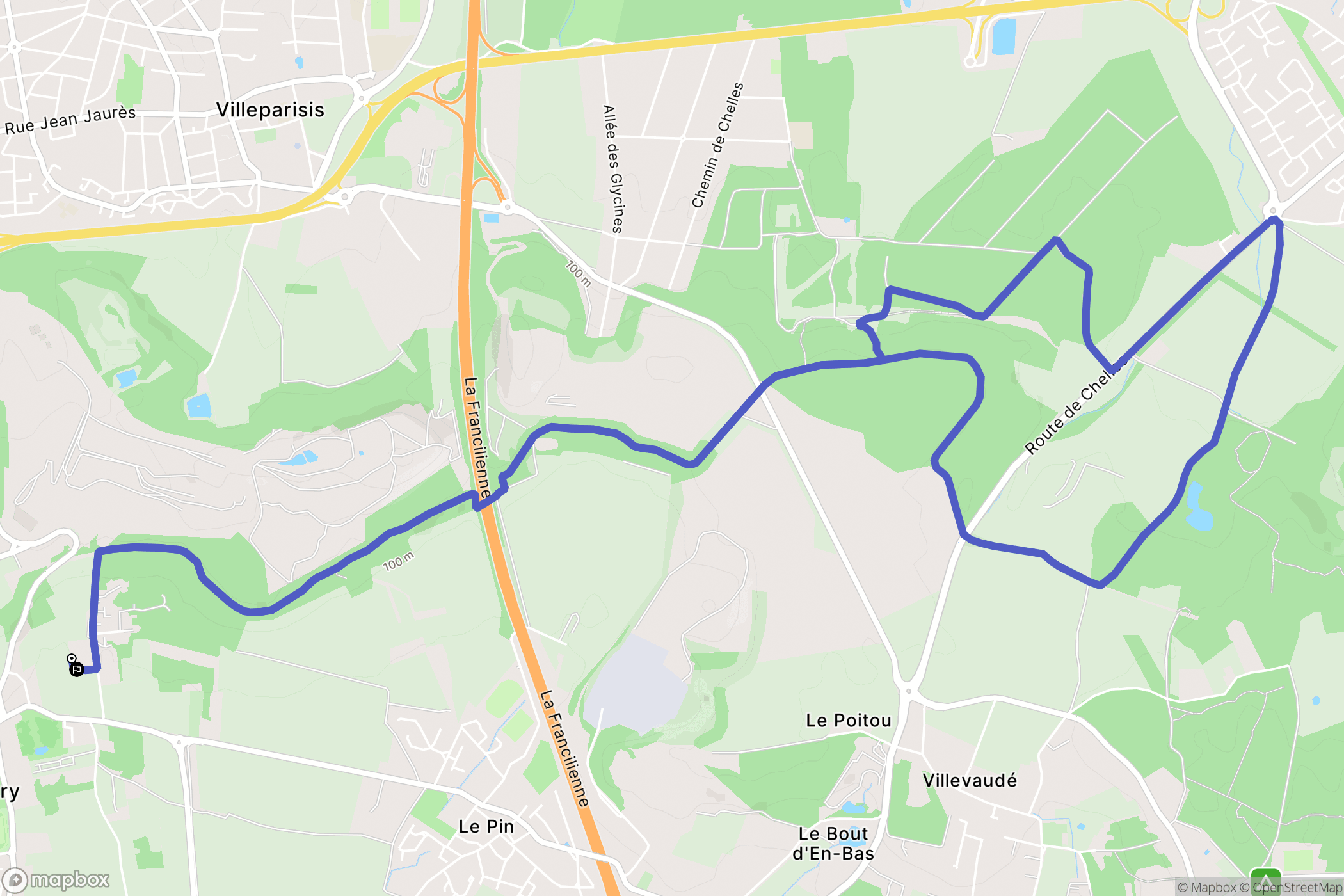 Courtry : carte du parcours de randonnée - France