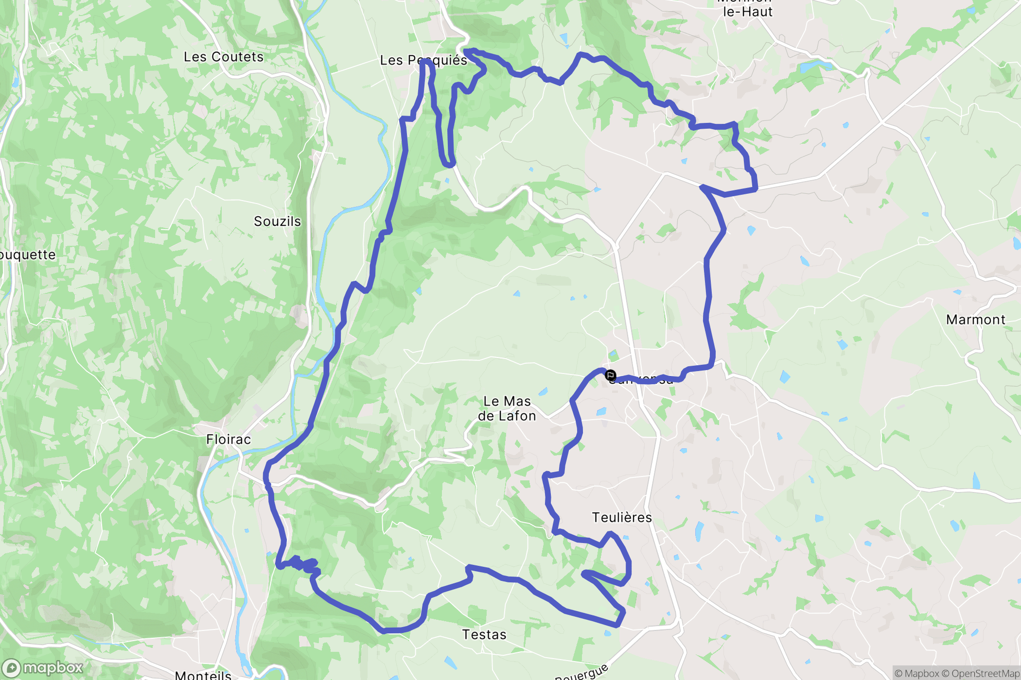 Sanvensa : carte du parcours de randonnée - France