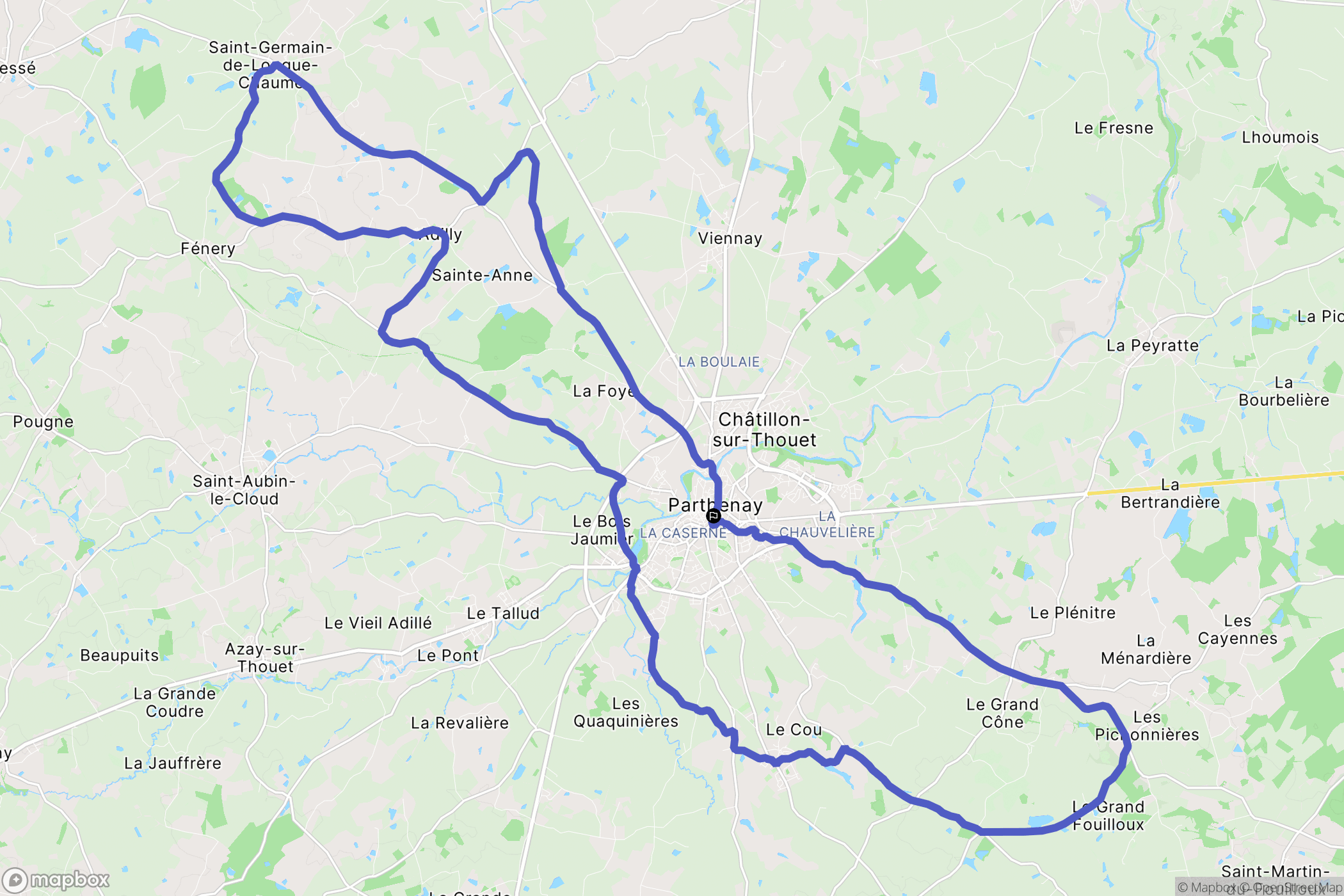 Parthenay : carte du parcours de randonnée - France