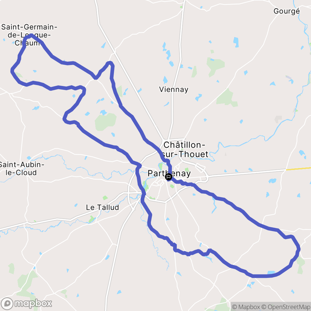 Parthenay : carte du parcours de randonnée - France
