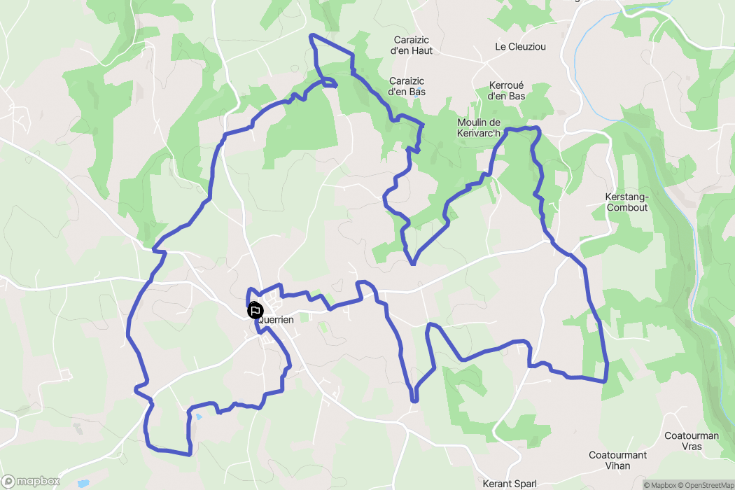 Querrien : carte du parcours de randonnée - France