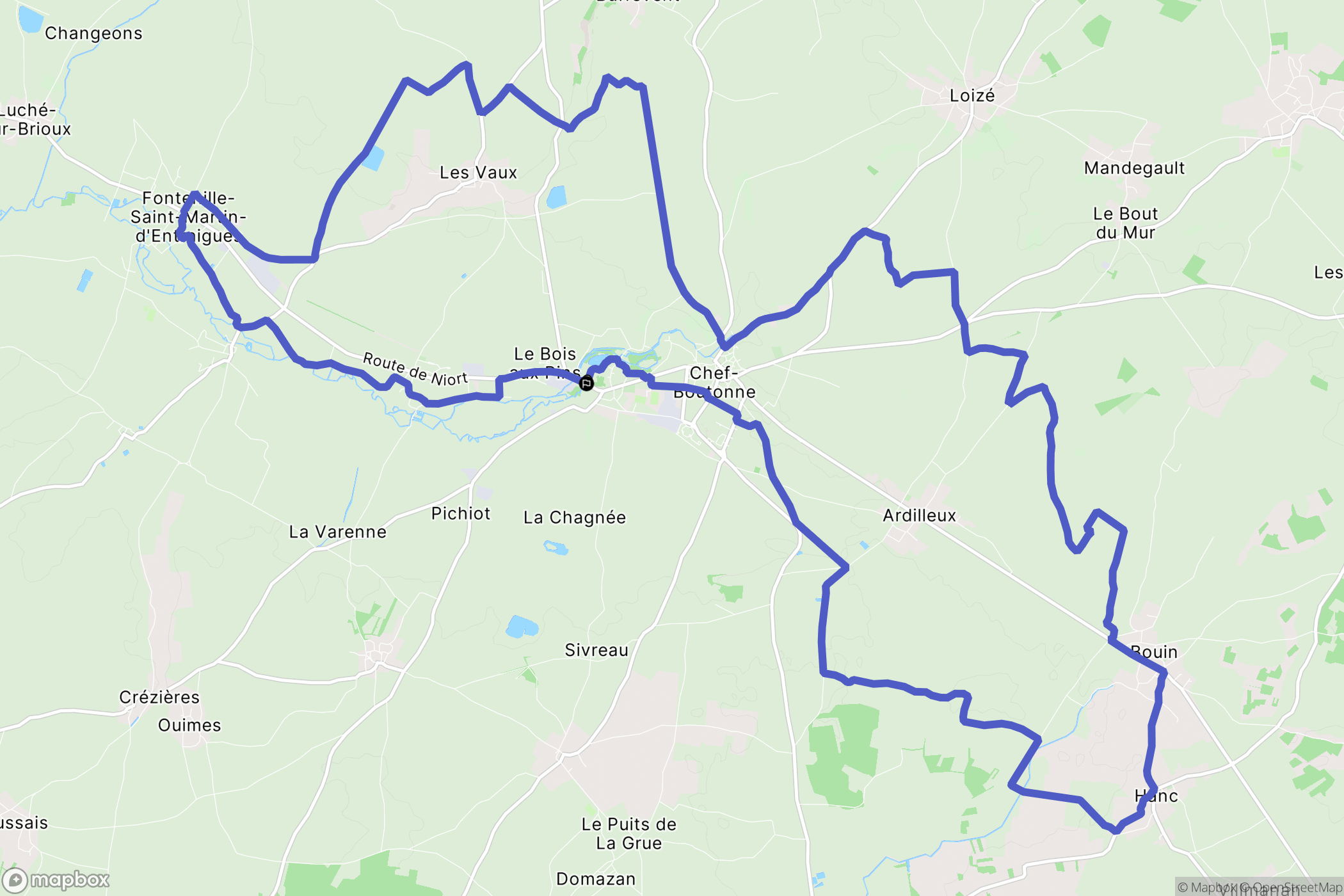 Chef-Boutonne : carte du parcours de randonnée - France