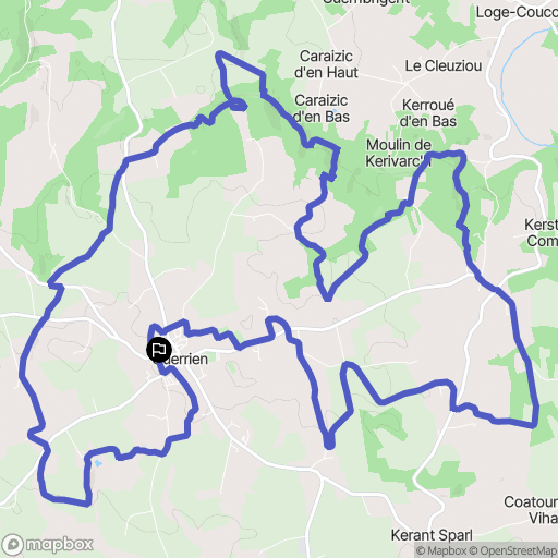Querrien : carte du parcours de randonnée - France