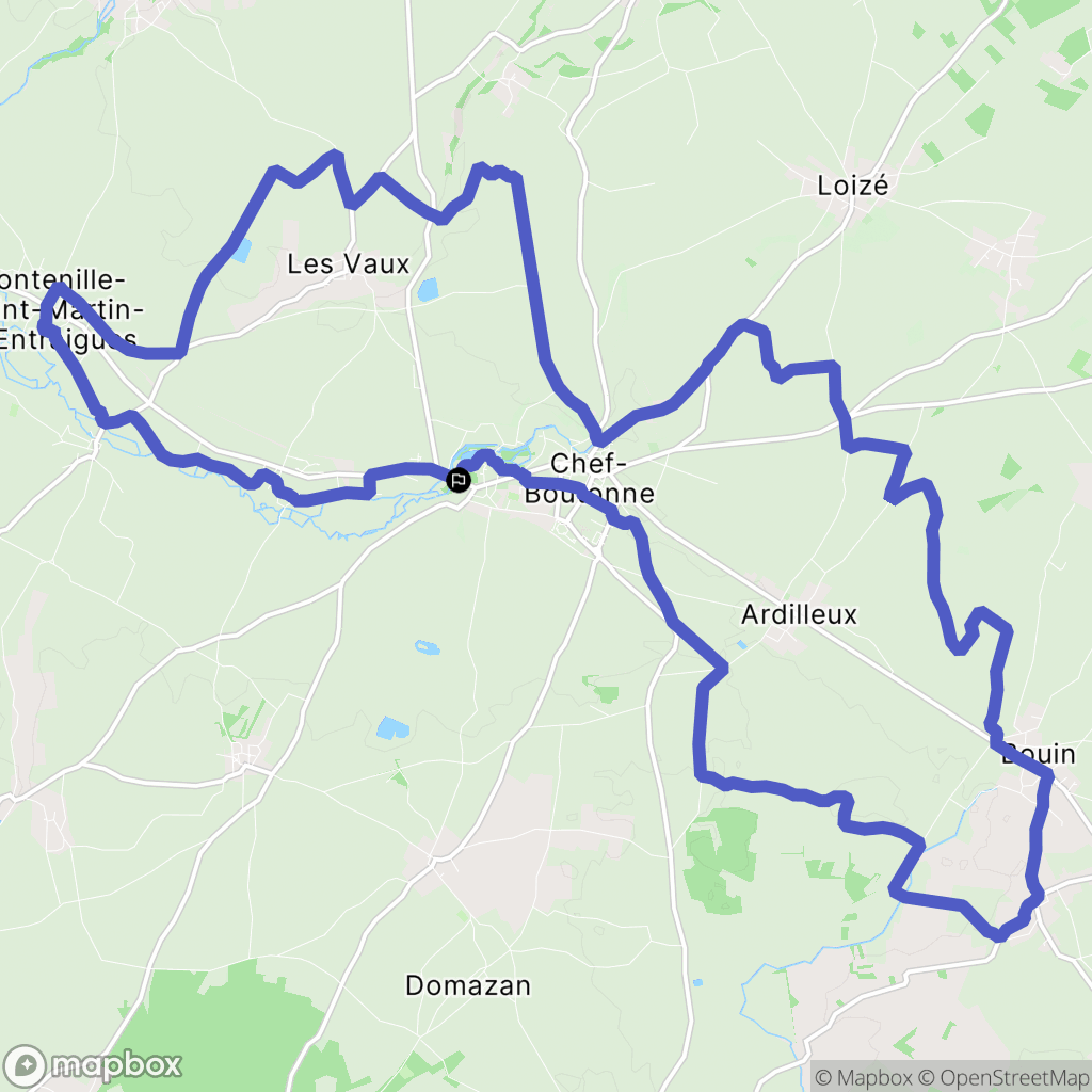 Chef-Boutonne : carte du parcours de randonnée - France