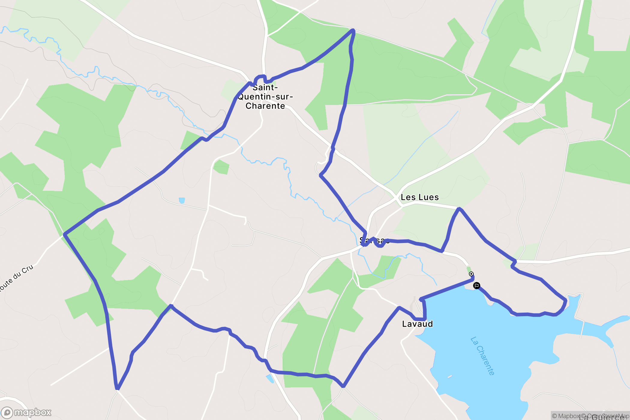 Saint-Quentin-sur-Charente : carte du parcours de randonnée - France