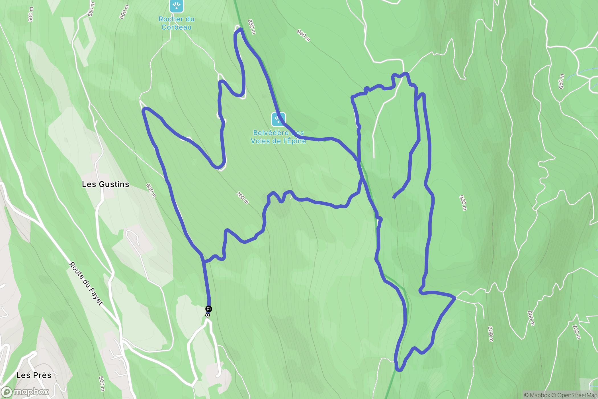 Aiguebelette-le-Lac : carte du parcours de randonnée - France