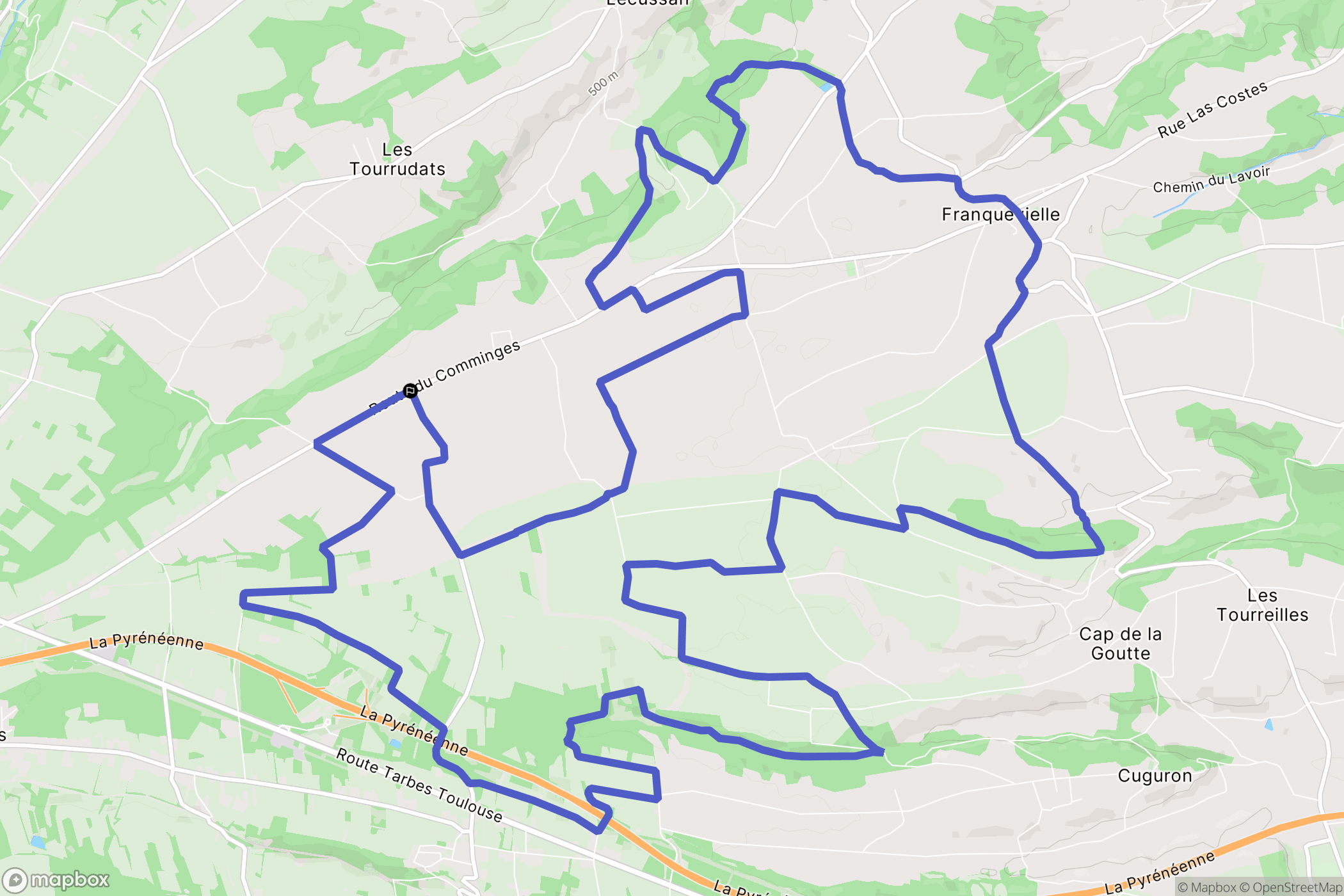 Villeneuve-Lécussan : carte du parcours de randonnée - France