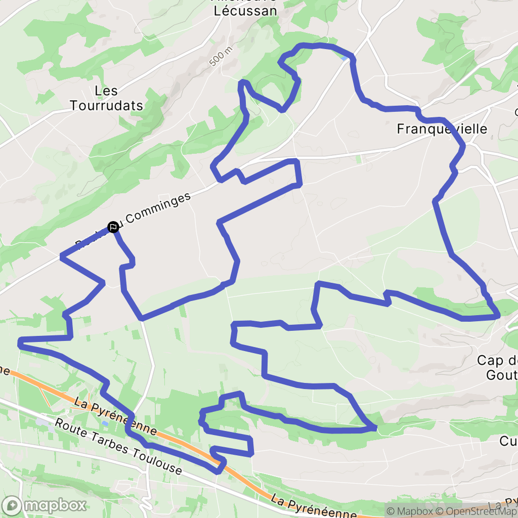 Villeneuve-Lécussan : carte du parcours de randonnée - France