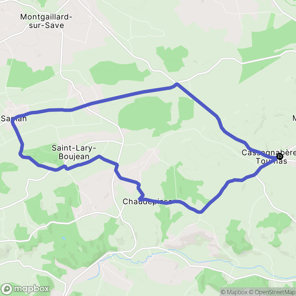 Cassagnabère-Tournas : carte du parcours de randonnée - France