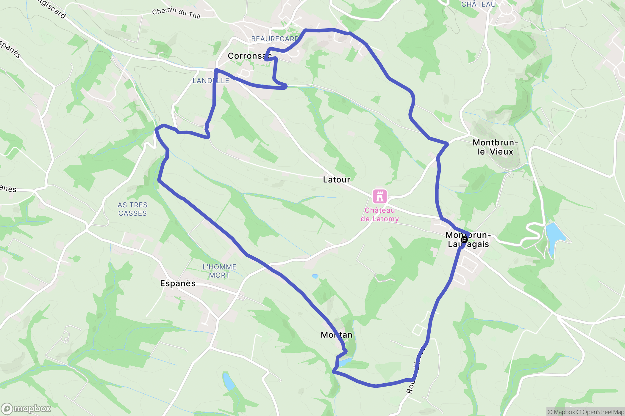 Montbrun-Lauragais : carte du parcours de randonnée - France