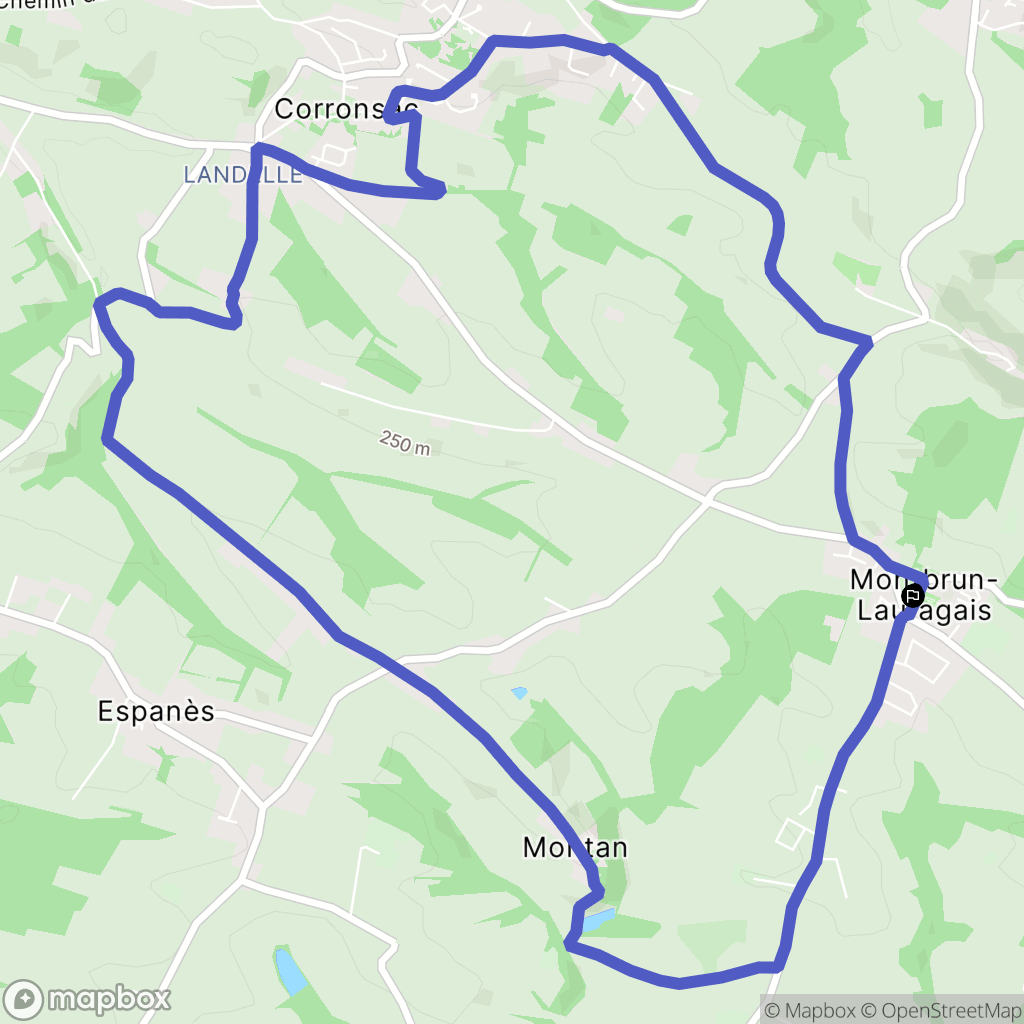 Montbrun-Lauragais : carte du parcours de randonnée - France
