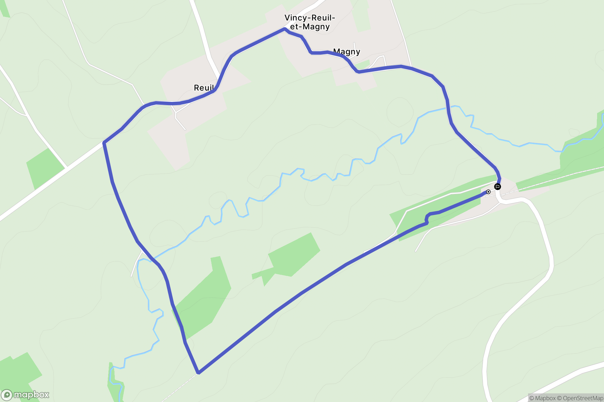 Vincy-Reuil-et-Magny : carte du parcours de randonnée - France