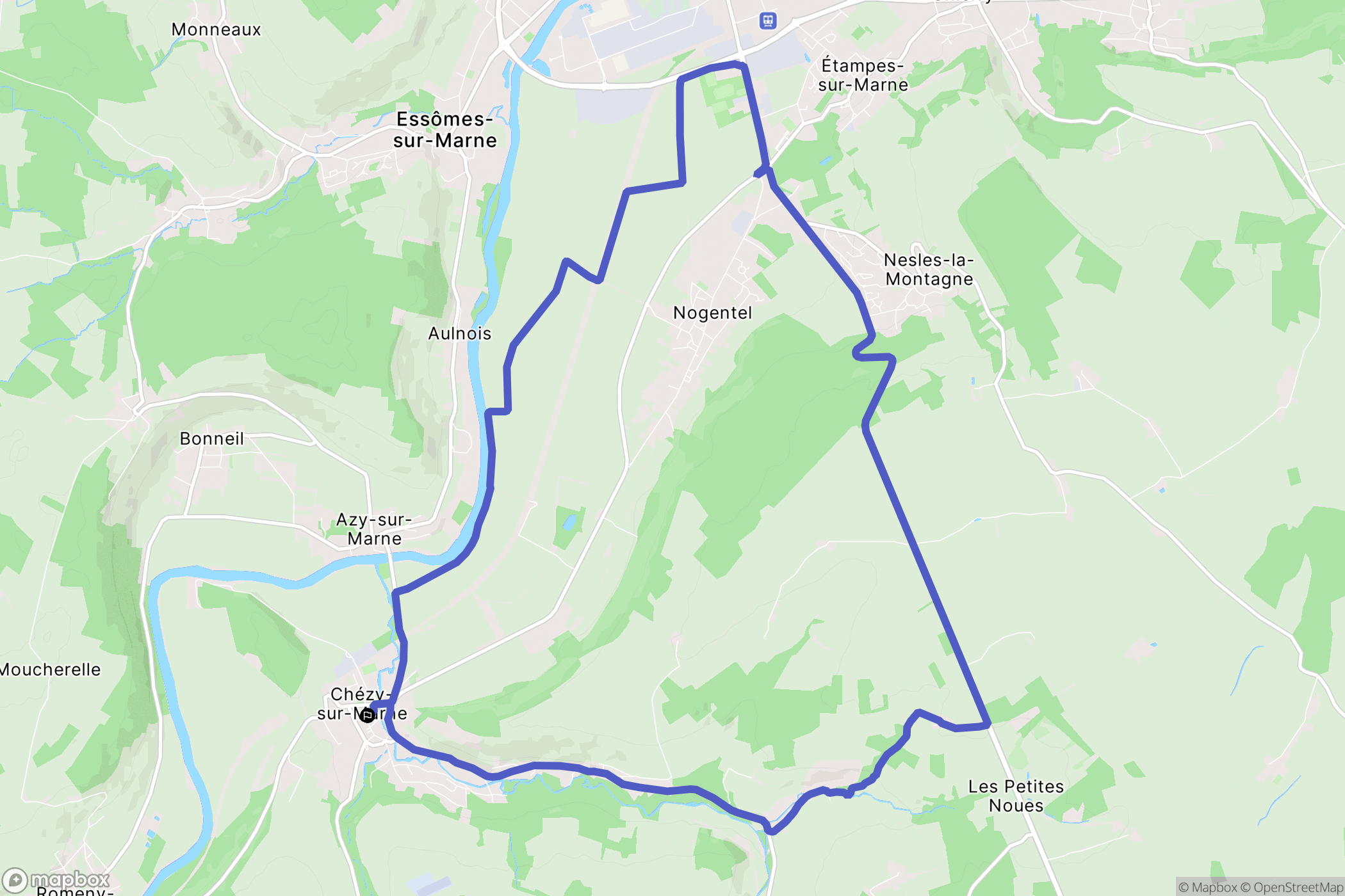 Chézy-sur-Marne : carte du parcours de randonnée - France