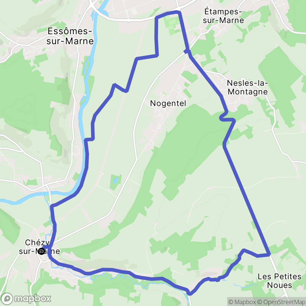 Chézy-sur-Marne : carte du parcours de randonnée - France