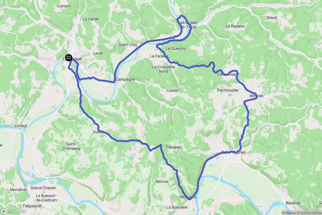Le Bugue : carte du parcours de randonnée - France