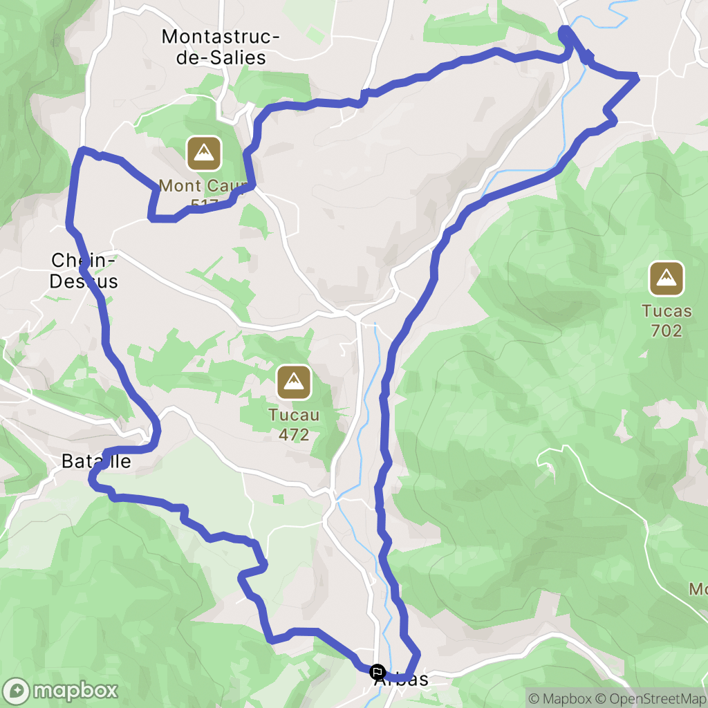 Arbas : carte du parcours de randonnée - France
