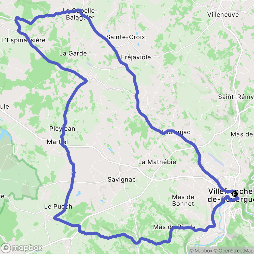 Villefranche-de-Rouergue : carte du parcours de randonnée - France
