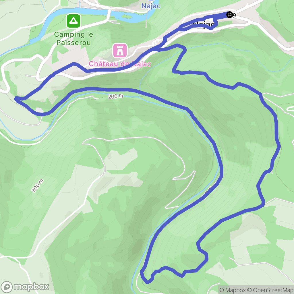 Najac : carte du parcours de randonnée - France