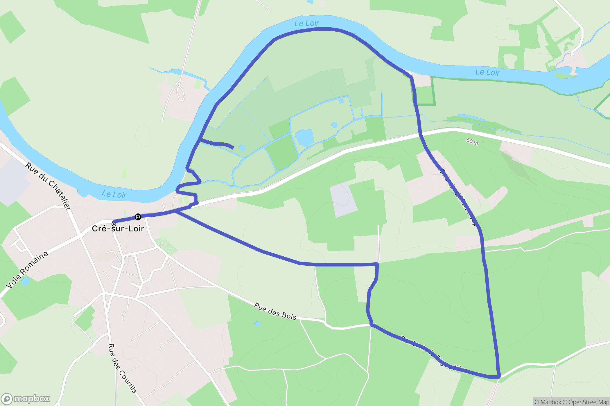 Cré-sur-Loir : carte du parcours de randonnée - France