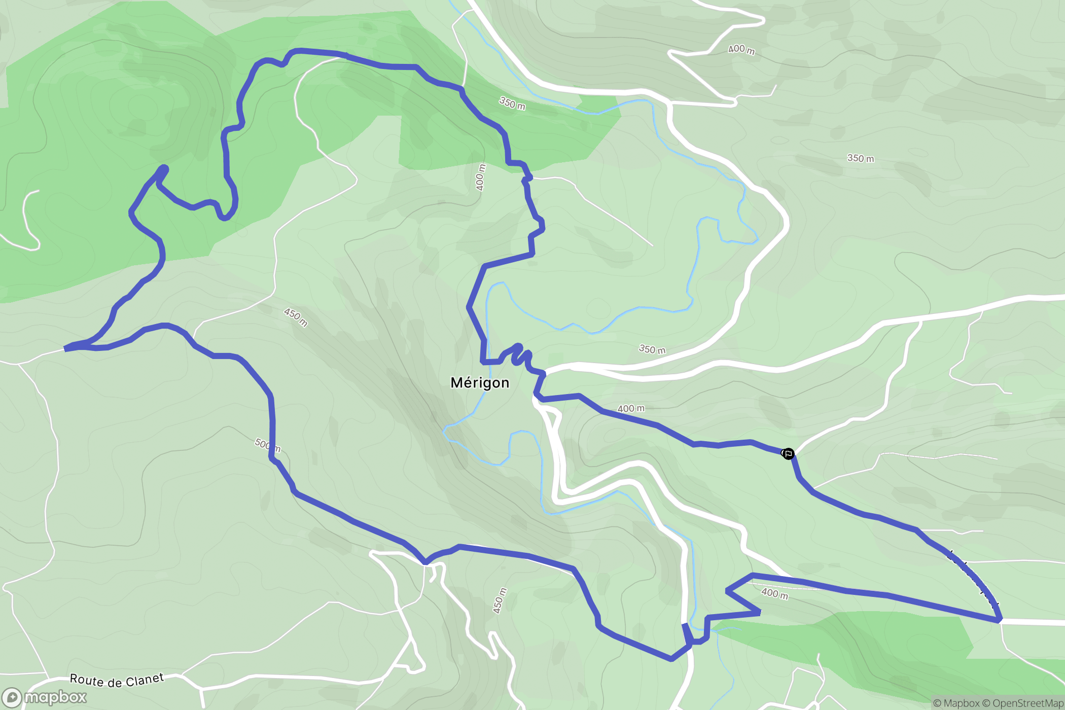 Mérigon : carte du parcours de randonnée - France
