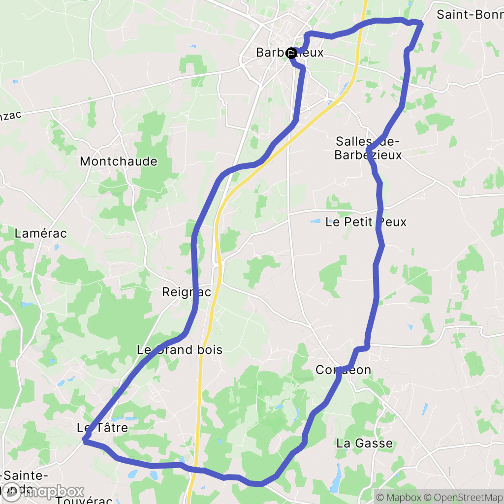 Barbezieux-Saint-Hilaire : carte du parcours de randonnée - France