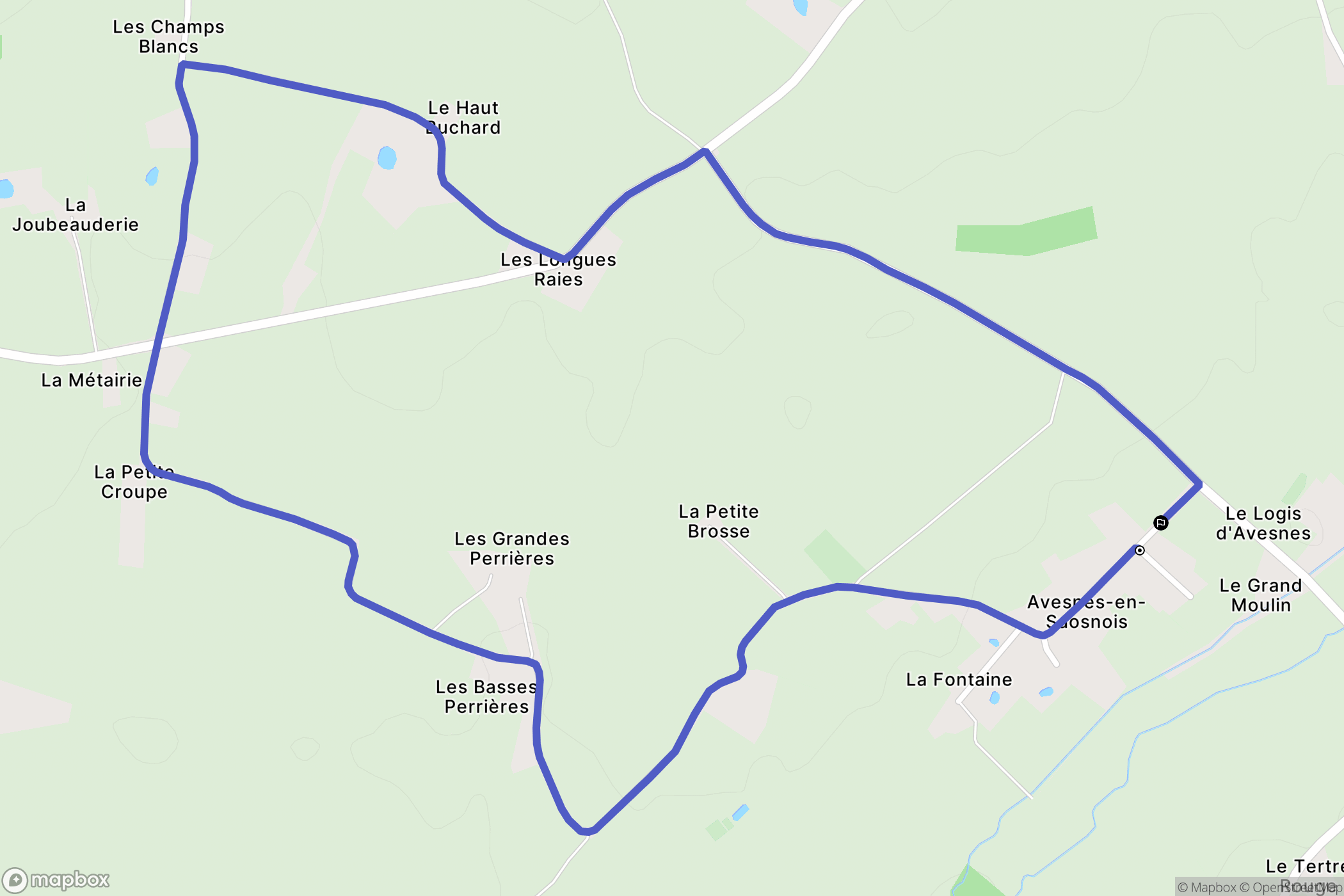 Avesnes-en-Saosnois : carte du parcours de randonnée - France
