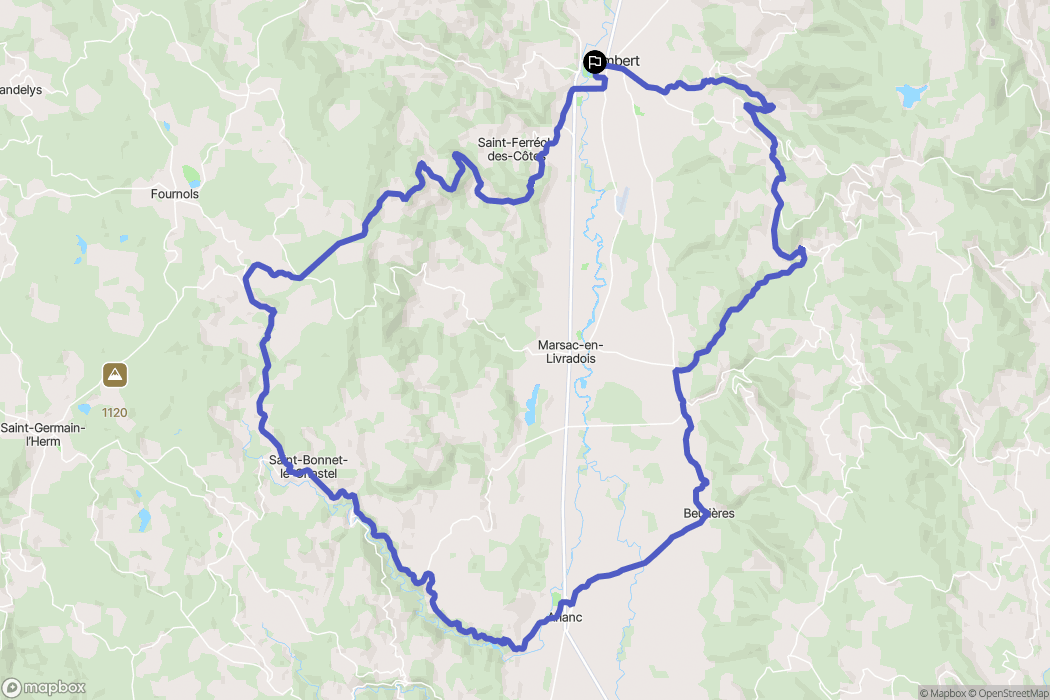 Ambert : carte du parcours de randonnée - France