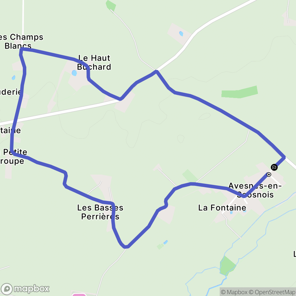 Avesnes-en-Saosnois : carte du parcours de randonnée - France