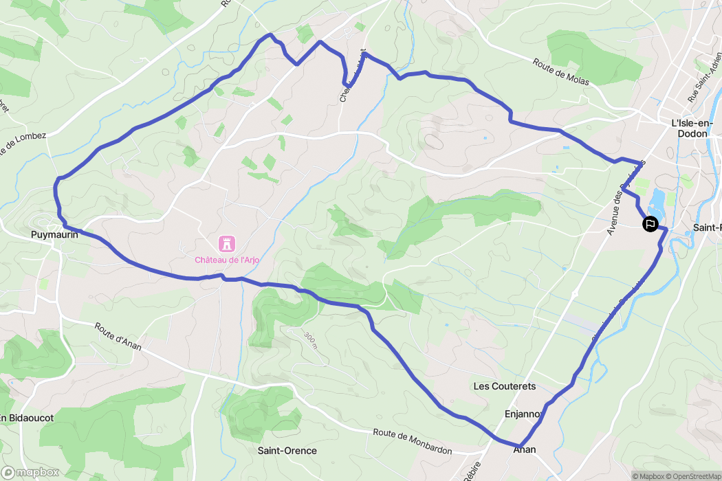 L'Isle-en-Dodon : carte du parcours de randonnée - France