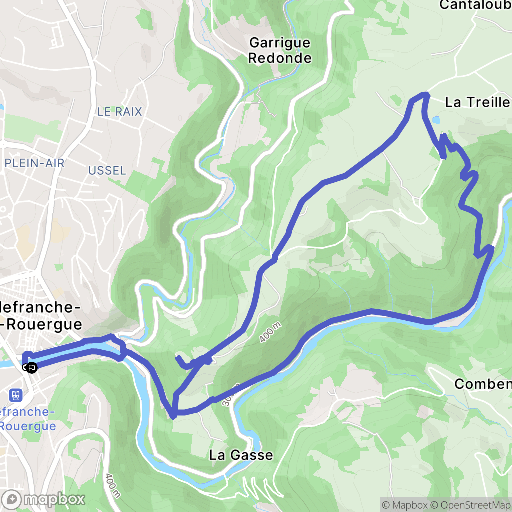 Villefranche-de-Rouergue : carte du parcours de randonnée - France