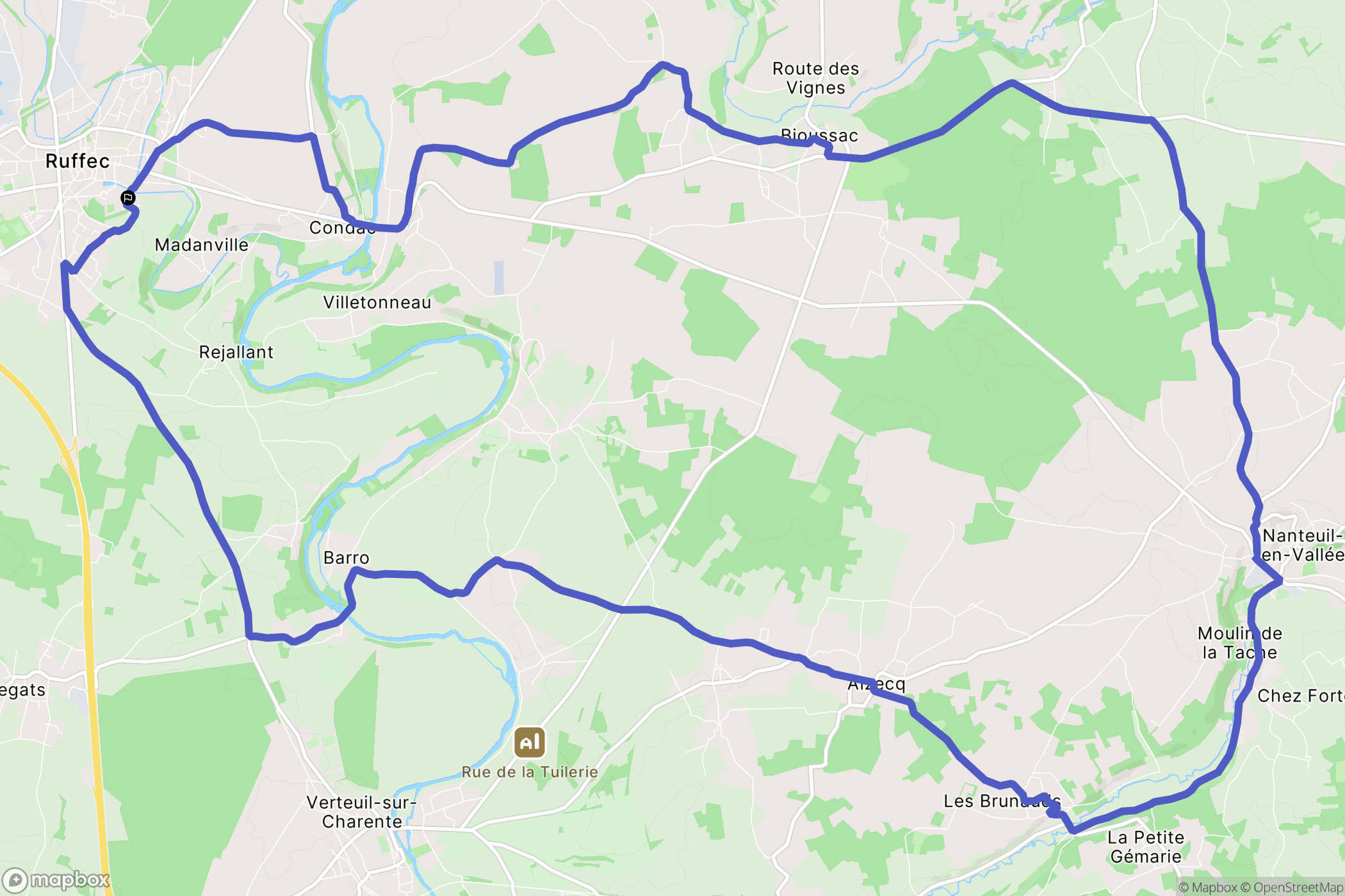 Ruffec : carte du parcours de randonnée - France