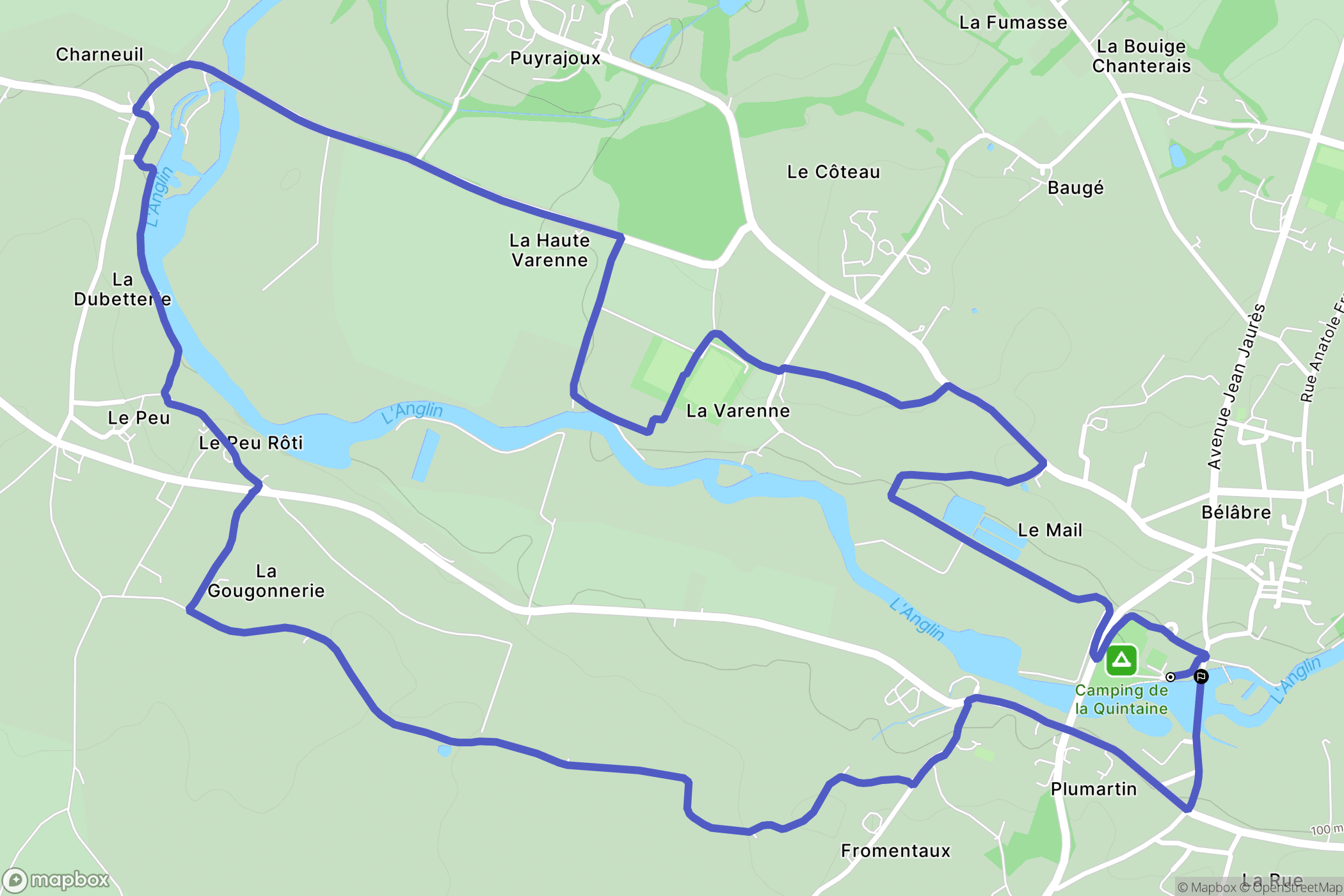 Bélâbre : carte du parcours de randonnée - France