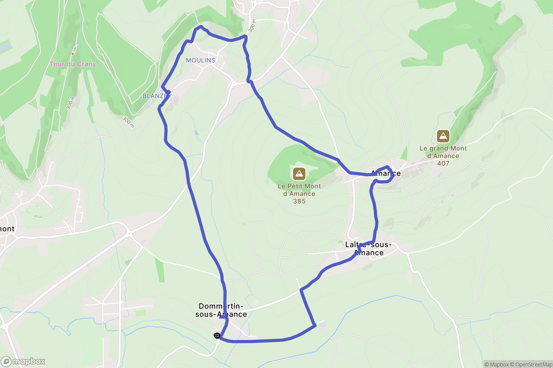 Dommartin-Sous-Amance : carte du parcours de randonnée - France