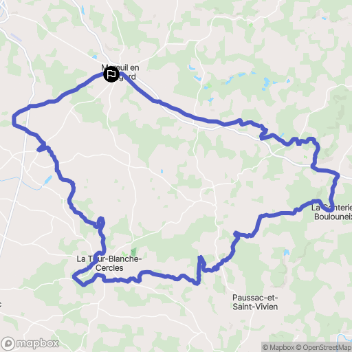 Mareuil en Périgord : carte du parcours de randonnée - France